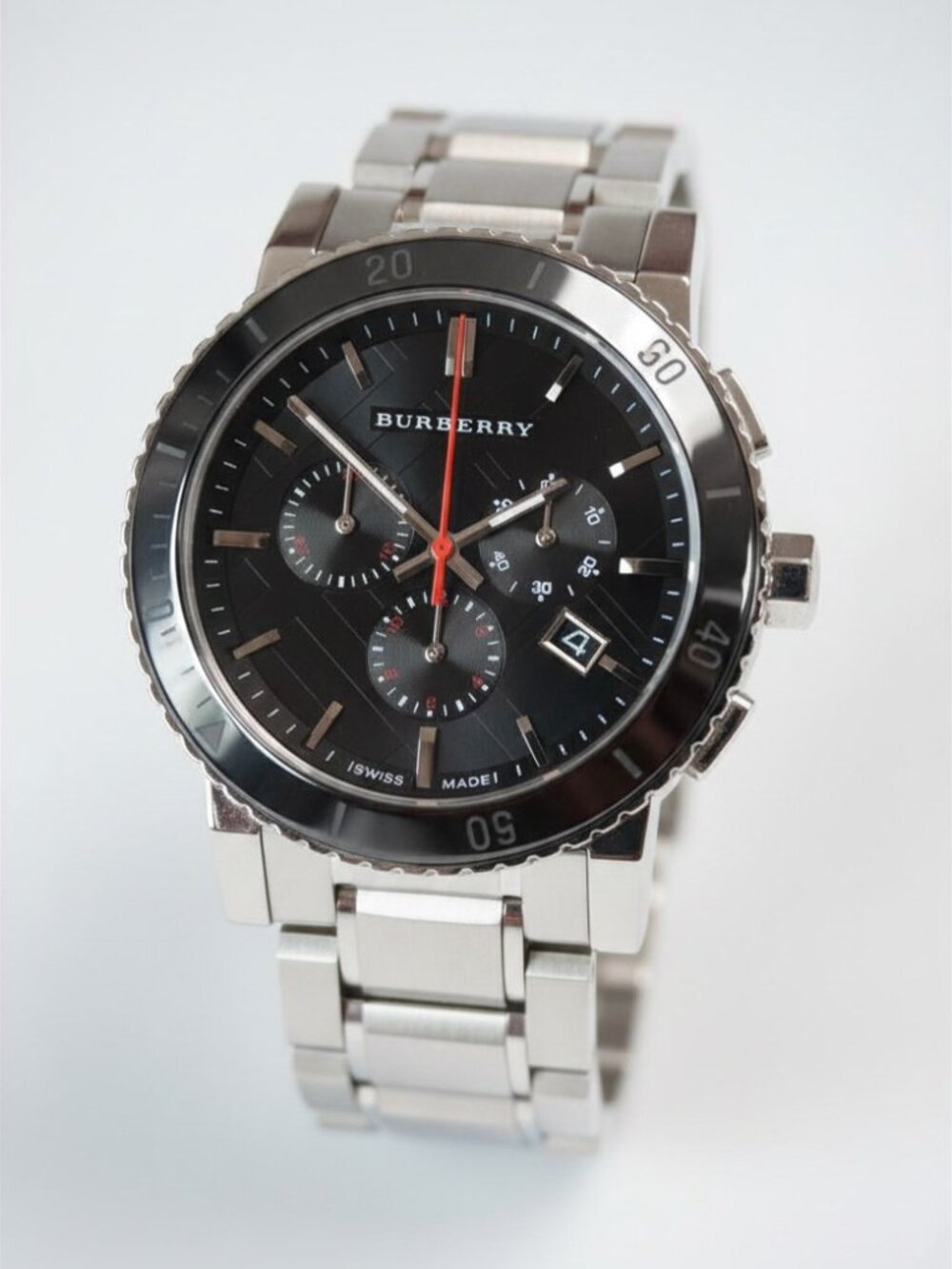 BURBERRY 9380 BLACK DIAL CHRONO WATCH - OPEN BOX.